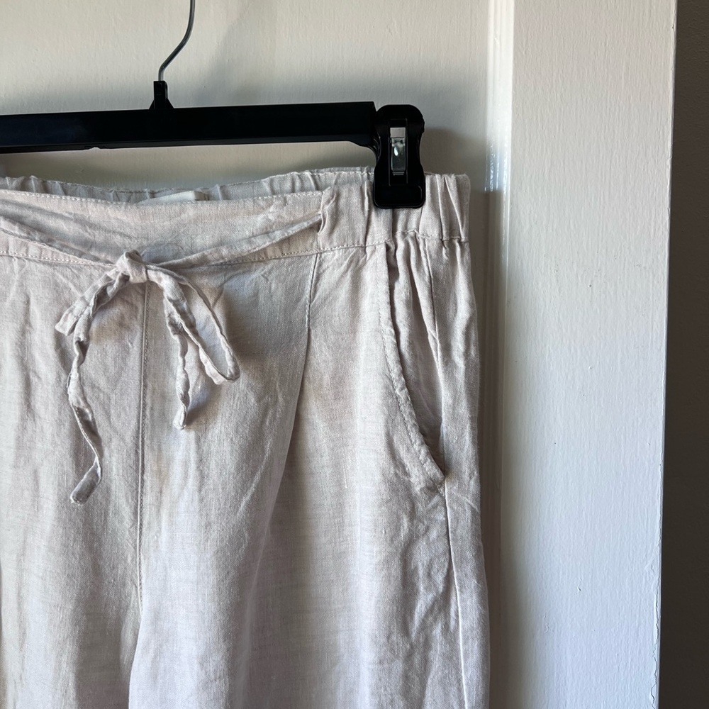 Cynthia Rowley Cream Linen Drawstring Pants